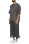 Buy_Urvashi Kaur_Grey Panel Cotton T Shirt_Online_at_Aza_Fashions