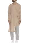 Shop_Urvashi Kaur_Brown Overlap Asymmetric Kurta_Online_at_Aza_Fashions
