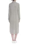 Shop_Urvashi Kaur_Gray Cotton Collared Striped Organic High-low Shirt Dress _at_Aza_Fashions