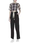 Buy_Urvashi Kaur_Black Embroidery Keyhole Cotton Pants  _at_Aza_Fashions