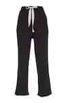 Shop_Urvashi Kaur_Black Embroidery Keyhole Cotton Pants  _at_Aza_Fashions