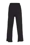 Urvashi Kaur_Black Embroidery Keyhole Cotton Pants  _Online_at_Aza_Fashions