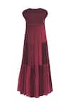 Buy_Urvashi Kaur_Pink V Neck Organic Cotton Tiered Gown  _Online_at_Aza_Fashions