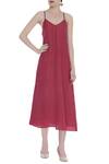 Buy_Urvashi Kaur_Pink V Neck Organic Cotton Slip Dress  _at_Aza_Fashions