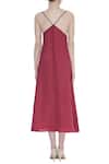 Shop_Urvashi Kaur_Pink V Neck Organic Cotton Slip Dress  _at_Aza_Fashions