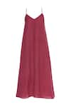 Buy_Urvashi Kaur_Pink V Neck Organic Cotton Slip Dress  _Online_at_Aza_Fashions