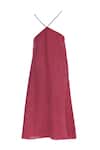 Shop_Urvashi Kaur_Pink V Neck Organic Cotton Slip Dress  _Online_at_Aza_Fashions