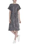 Buy Urvashi Kaur Gray Cotton Embroidery Round Neck Tie And Dye Midi Dress at Aza Fashions Buy_Urvashi Kaur_Gray Cotton Embroidery Round Neck Tie And Dye Midi Dress _at_Aza_Fashions