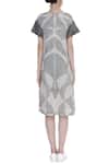 Shop Urvashi Kaur Gray Cotton Embroidery Round Neck Tie And Dye Midi Dress at Aza Fashions Shop_Urvashi Kaur_Gray Cotton Embroidery Round Neck Tie And Dye Midi Dress _at_Aza_Fashions