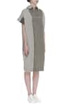 Urvashi Kaur_Gray Cotton Collared Panel Detail Shirt-style Midi Dress _Online_at_Aza_Fashions