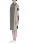 Buy_Urvashi Kaur_Gray Cotton Collared Panel Detail Shirt-style Midi Dress _Online_at_Aza_Fashions