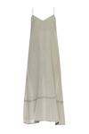 Buy_Urvashi Kaur_Gray Cotton Metallic Thread V-neck Striped V Slip Dress _Online_at_Aza_Fashions