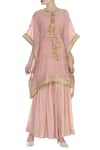 Buy_Kisneel By Pam_Pink Zari Embroidered Kaftan Style Kurta Set_at_Aza_Fashions