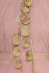 Kisneel By Pam_Pink Zari Embroidered Kaftan Style Kurta Set_at_Aza_Fashions