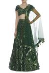 Buy_Reeti Arneja_Green Applique Leather Embroidered Lehenga Set_at_Aza_Fashions