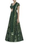 Reeti Arneja_Green Applique Leather Embroidered Lehenga Set_Online_at_Aza_Fashions