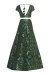 Shop_Reeti Arneja_Green Applique Leather Embroidered Lehenga Set_Online_at_Aza_Fashions