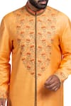 Shop_Poonam Kasera_Orange Moonga Dupion Embroidered Sherwani Set _Online_at_Aza_Fashions