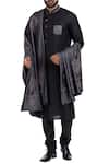 Buy_Poonam Kasera_Black Moonga Dupion Silk Embroidered Sherwani Set With Stole  _at_Aza_Fashions