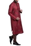 Poonam Kasera_Maroon Embroidered Kurta Set With Concealed Placket_Online_at_Aza_Fashions