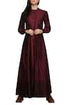 Buy_Integument_Wine Chanderi Maxi Dress_at_Aza_Fashions