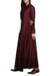 Integument_Wine Chanderi Maxi Dress_Online_at_Aza_Fashions