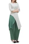 Shop Fahd Khatri White Dual Toned Overlap Tunic at Aza Fashions Shop_Fahd Khatri_White Dual Toned Overlap Tunic_at_Aza_Fashions