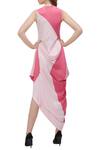 Shop_Fahd Khatri_Pink Asymmetric Draped Dress_at_Aza_Fashions