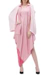 Shop_Fahd Khatri_Pink Asymmetric Draped Dress_Online_at_Aza_Fashions