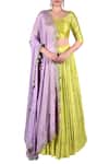 Buy_Nautanky_Purple Chanderi, Chiffon Thread, Zari Round Embroidered Lehenga Set _at_Aza_Fashions