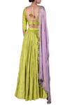 Shop_Nautanky_Purple Chanderi, Chiffon Thread, Zari Round Embroidered Lehenga Set _at_Aza_Fashions