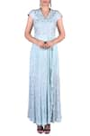 Buy_Nautanky_Blue Cotton Embroidered V Neck Floral Maxi Dress _at_Aza_Fashions