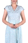 Nautanky_Blue Cotton Embroidered V Neck Floral Maxi Dress _at_Aza_Fashions