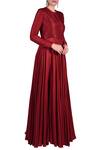 Shop_Nautanky_Red Round Anarkali Kurta With Floral Work Dupatta _Online_at_Aza_Fashions