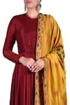 Nautanky_Red Round Anarkali Kurta With Floral Work Dupatta _at_Aza_Fashions