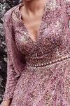 Shop_Dolly J_Purple Chiffon Embroidered V Neck Seonna Kamdani Anarkali Set _at_Aza_Fashions