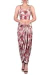 Buy_Nautanky_Pink Embroidery Printed Crop Top With Draped Skirt And Shrug _Online_at_Aza_Fashions