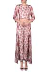 Buy_Nautanky_Pink Printed Round Crop Top With Pants And Shrug _at_Aza_Fashions