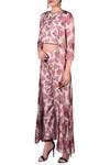 Nautanky_Pink Printed Round Crop Top With Pants And Shrug _Online_at_Aza_Fashions