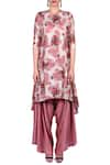 Buy_Nautanky_Pink Embroidery Printed Asymmetric Kurta With Draped Pants  _at_Aza_Fashions