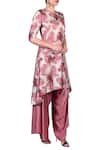 Nautanky_Pink Embroidery Printed Asymmetric Kurta With Draped Pants  _Online_at_Aza_Fashions