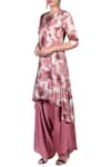 Buy_Nautanky_Pink Embroidery Printed Asymmetric Kurta With Draped Pants  _Online_at_Aza_Fashions