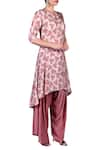 Nautanky_Off White Printed Round Asymmetric Kurta With Draped Pants  _Online_at_Aza_Fashions