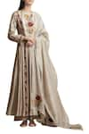 Buy_Sue Mue_Off White Embroidered Anarkali Kurta And Palazzo Set _at_Aza_Fashions