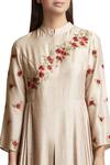 Sue Mue_Beige Kurta Set With Diagonal Embroidery Pattern _Online_at_Aza_Fashions