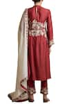 Shop_Sue Mue_Red Embroidered Kurta Set _at_Aza_Fashions