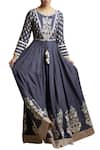 Buy_Sue Mue_Blue Embroidered Anarkali Kurta And Dupatta Set _at_Aza_Fashions