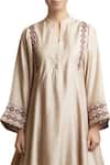 Sue Mue_Beige Round Handloom Cotton Kurta Set _Online_at_Aza_Fashions