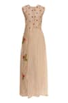 Buy_Neeta Bhargava_Brown Silk Floral Embroidered Round Hand Kurta With Dhoti Pants  _Online_at_Aza_Fashions