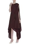 Buy_Bohame_Wine Round Silk Draped Dress _at_Aza_Fashions